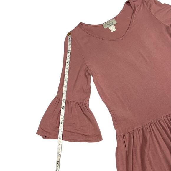 Selfee Tunic Top Pink 3/4 Sleeve Bell Cuff Babydoll Mini Women's Small Modest - Picture 7 of 8